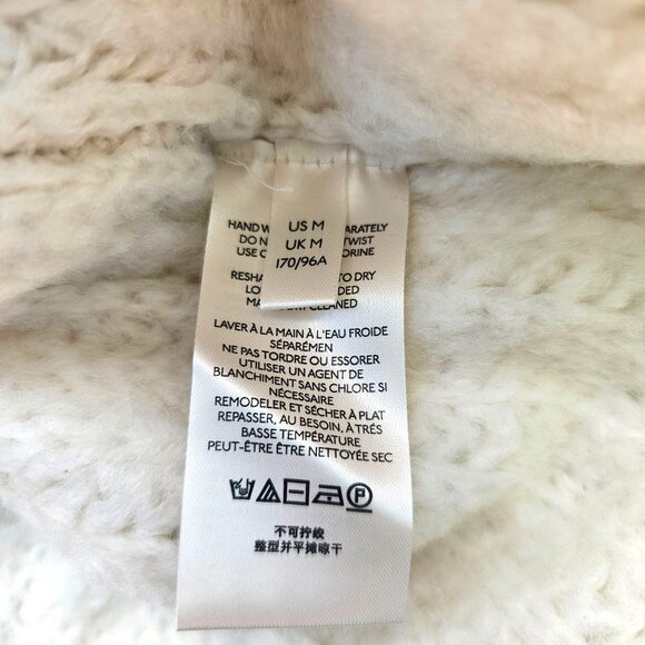 Free People Medium Blue Bell V-Neck Pullover Sweater Oversize Slouchy Ivory Cozy - Picture 8 of 14